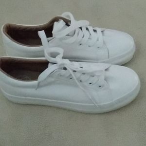 White pleather sneakers